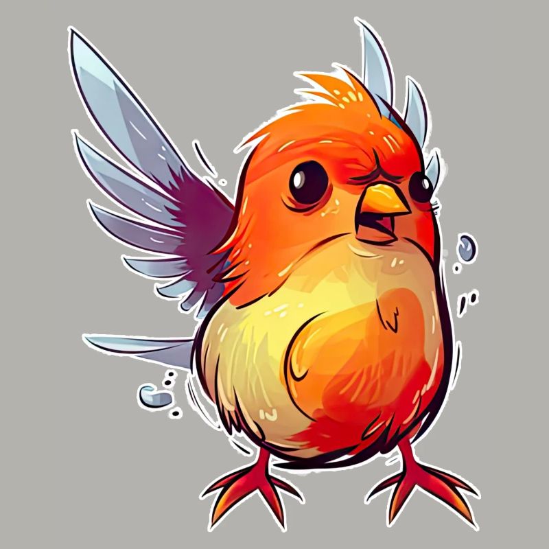 Arrogant red bird with slight overweight