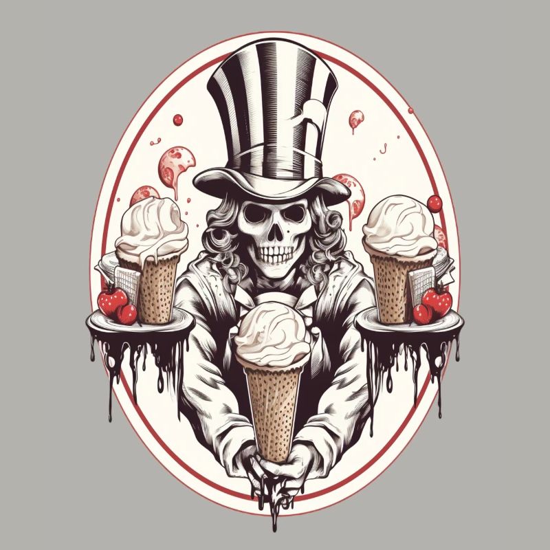 Skull mit Eiswaffel und Zylinderhut