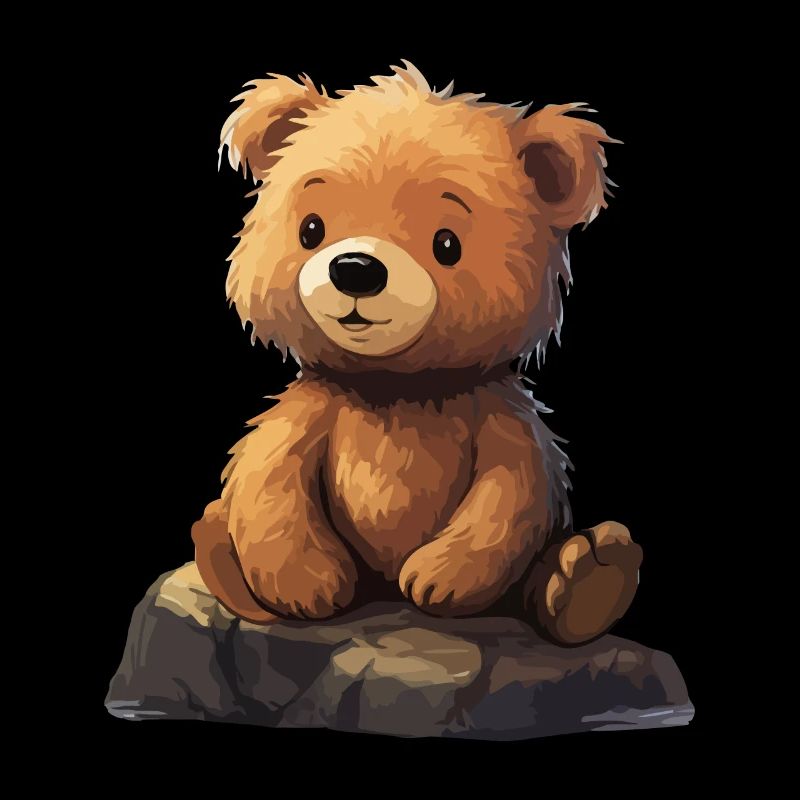 Niedlicher Teddy sitzt auf einem Stein