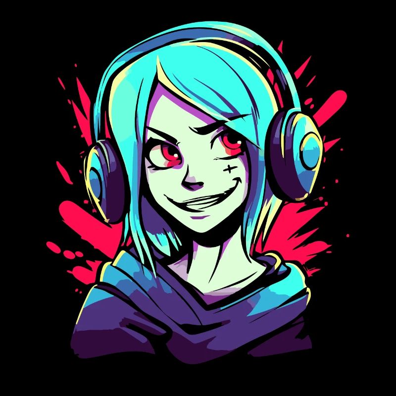Musik, Kopfhörer und Anime-Mädchen