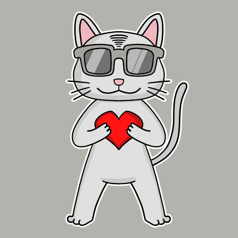 Cat with heart and glasses - Devon Rex
