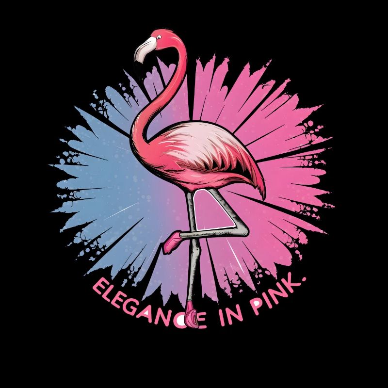 A flamingo doing ballet with the caption “Elegance