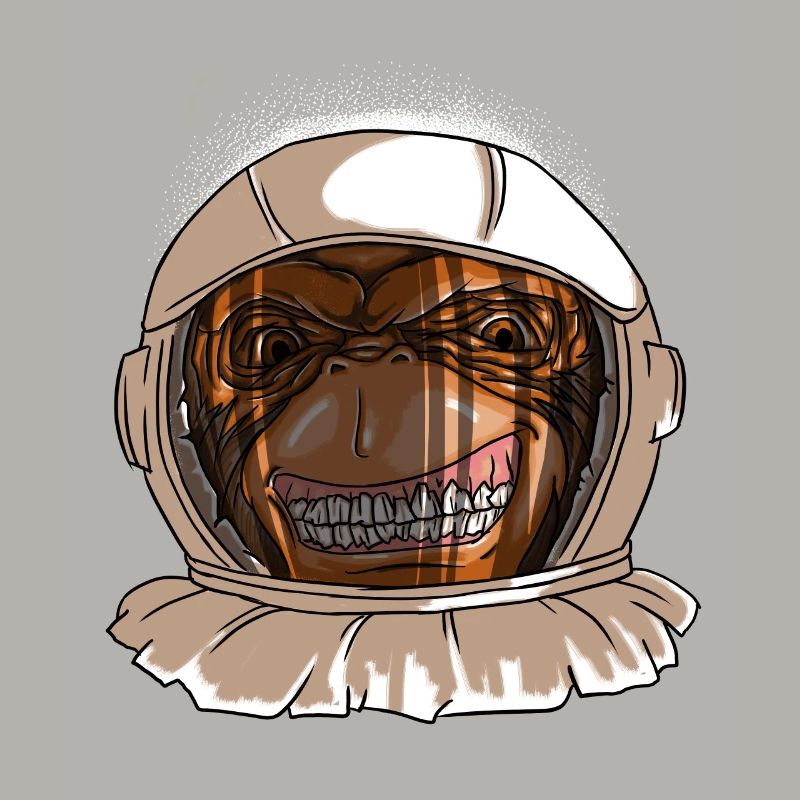 Astronaut Monkey Head Funny Smiling Space Monkey