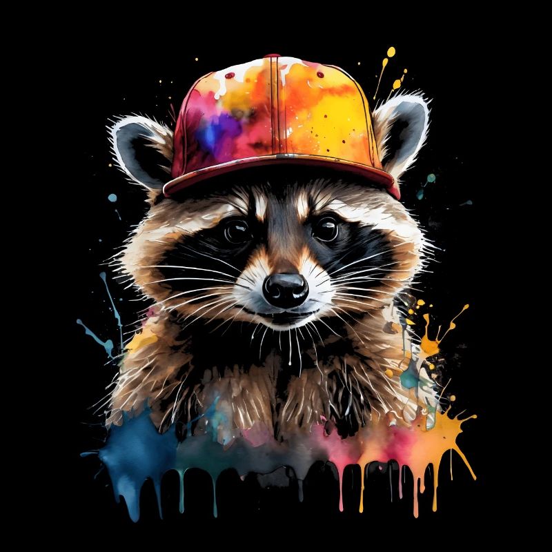Waschbär Snapback Cap Bunt Tier Design Print