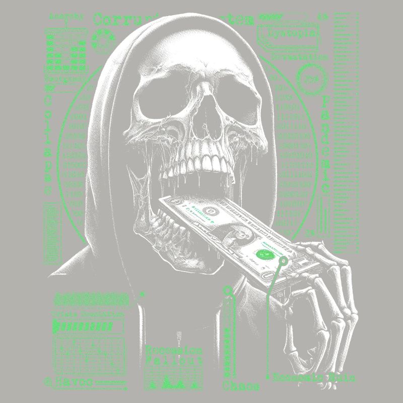 Hacker Skull Eating Dollar - Anarchy & Corruption
