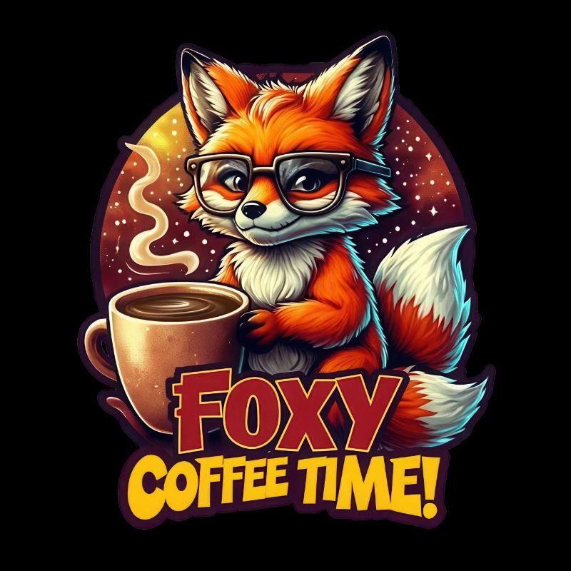 Funny Fox Animal Foxy Coffee time Fox with Coffee