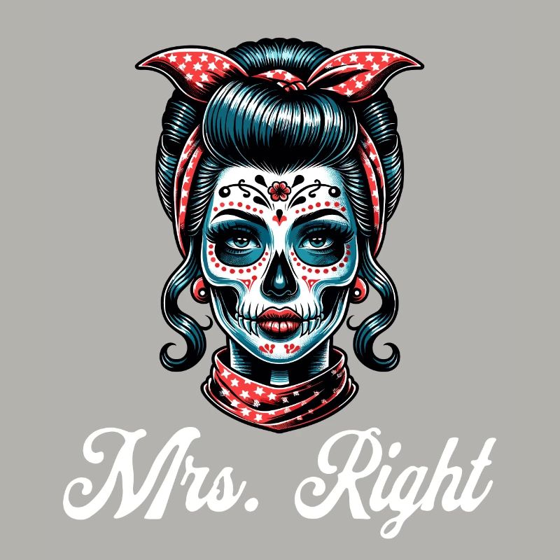 Mrs. Right Skull Face Paint Sugar Skull