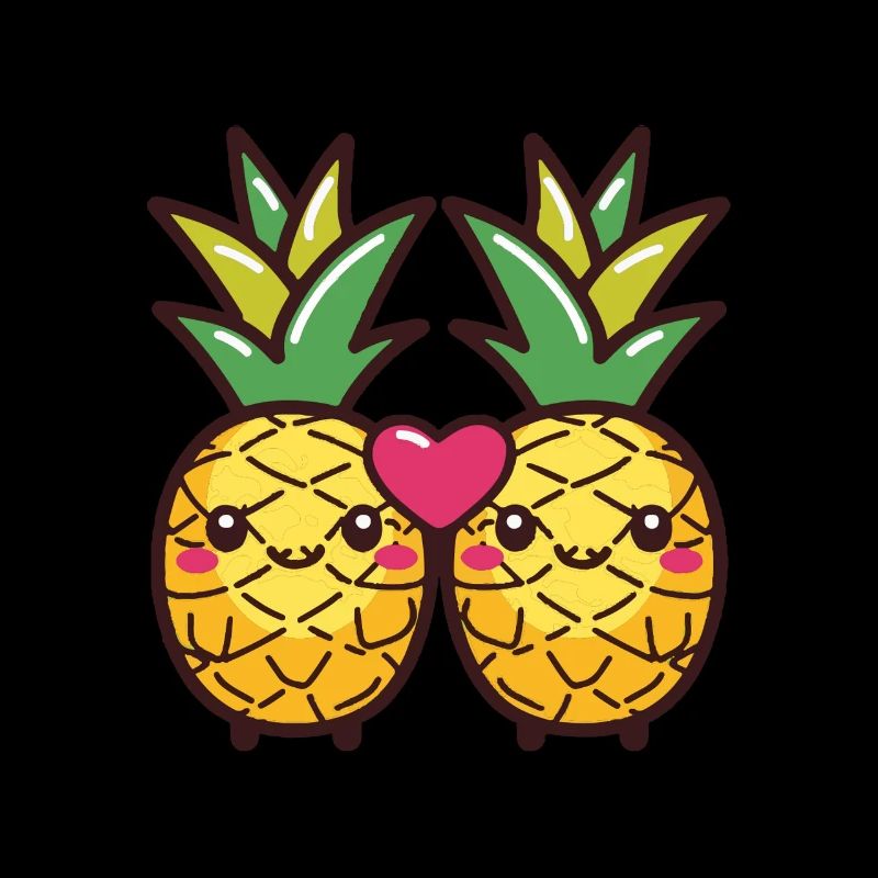 Ananas Paar Liebe Herz Comic