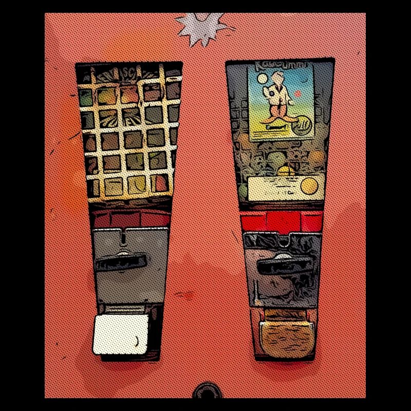 Retro chewing gum machine in comic look