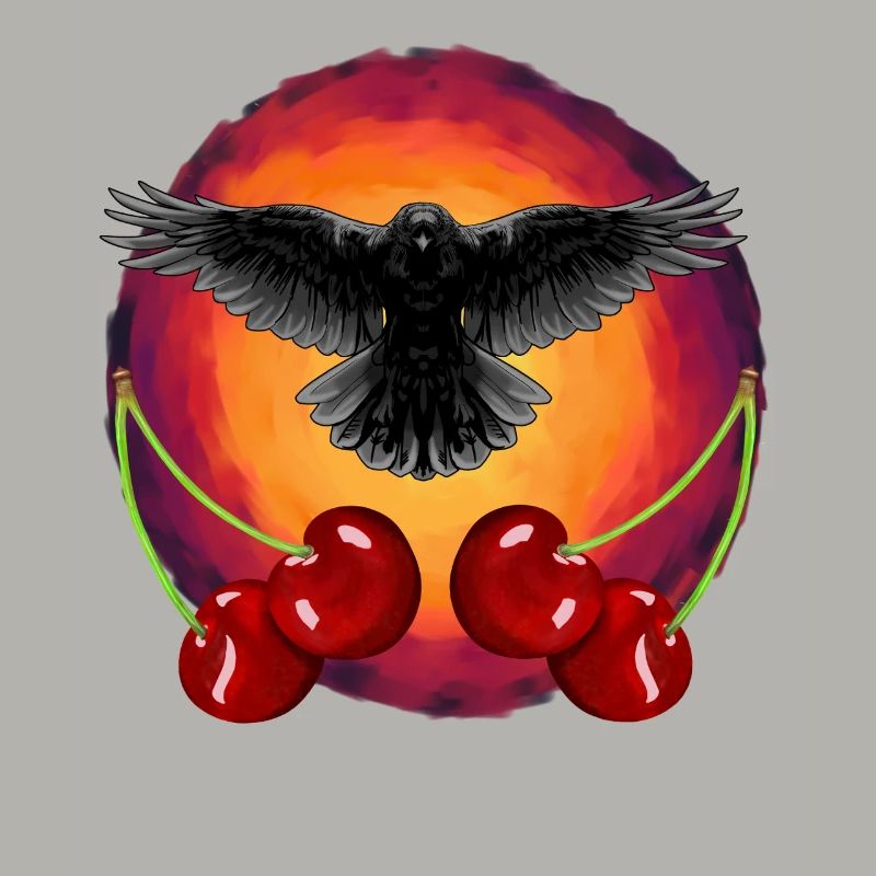 Rockabilly Krähe Krähen Kirsche Kirschen Obst