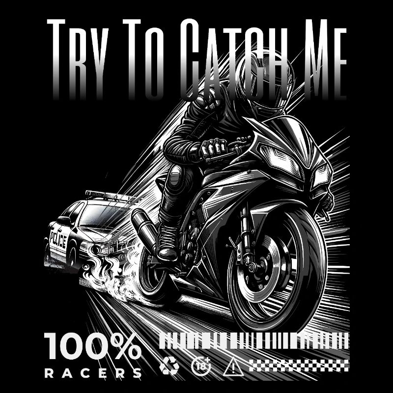 Cooles Biker und Bikerin Motorrad Design Catch Me