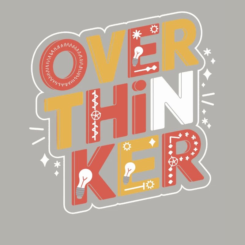 Creative overthinker design with light bulbs and