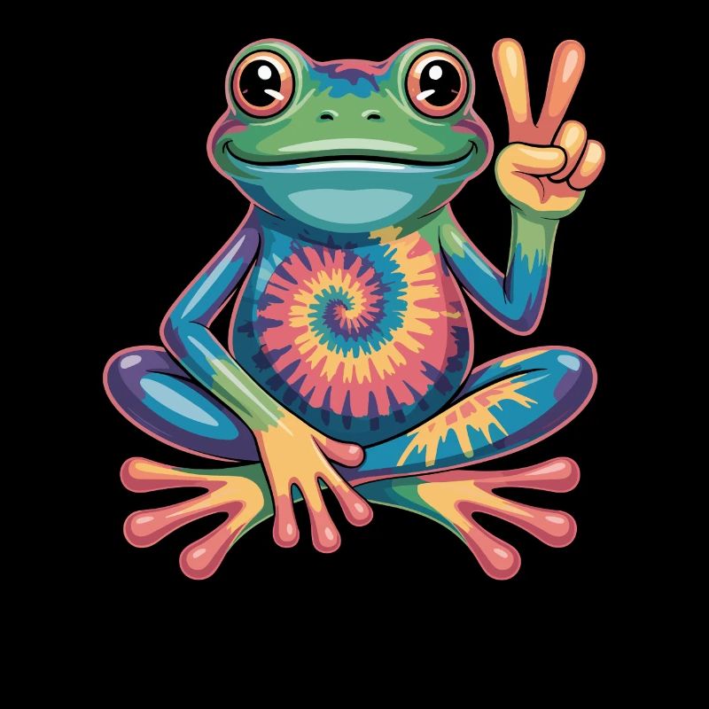  Frosch Tie-Dye Hippie Peace Zeichen
