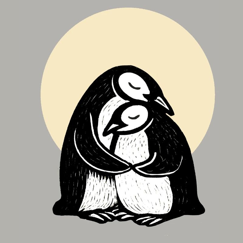 Hugging Penguins Duo
