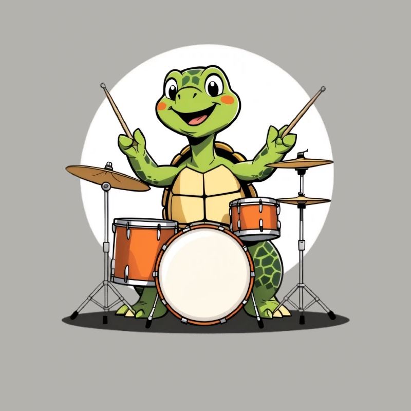 Schildkroete am Drumset
