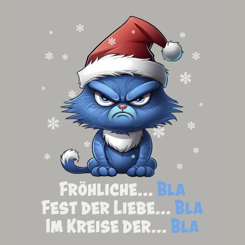 I Hate Christmas - Grumpy Blue Cat