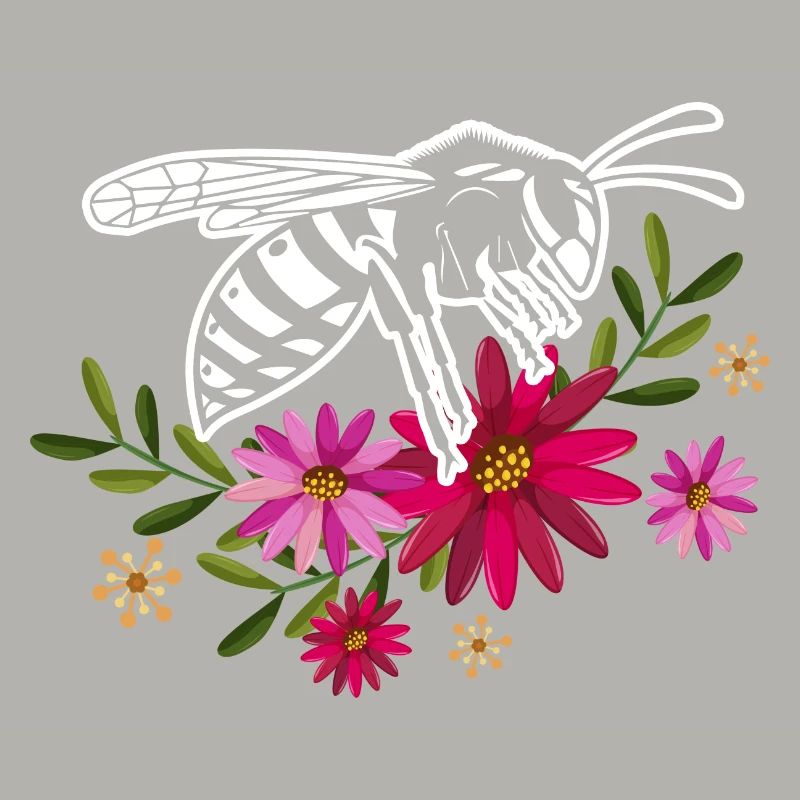 Bee With Flowers