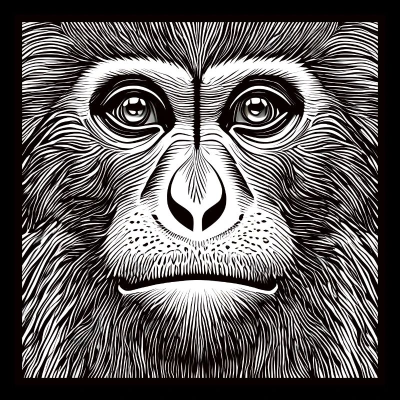 Black and white portrait monkey