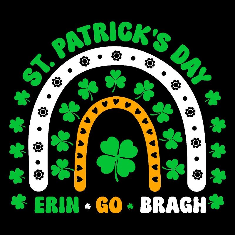 St. Patricks Day Boho Regenbogen Design mit Kleeblättern