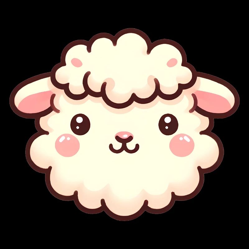 Cute Fluffy Sheep Face Cartoon Design