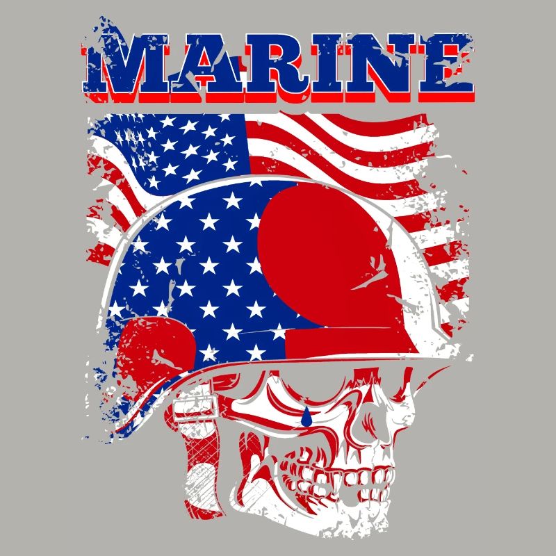 Ein beängstigender Marineschädel mit US Flagge
