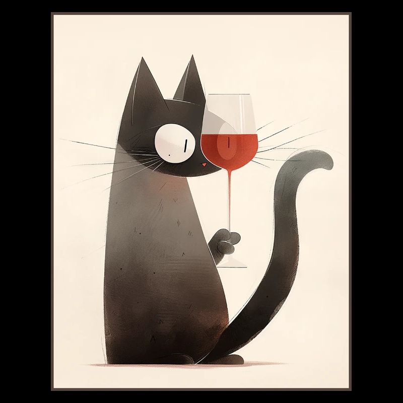 Katze mit Weinglas