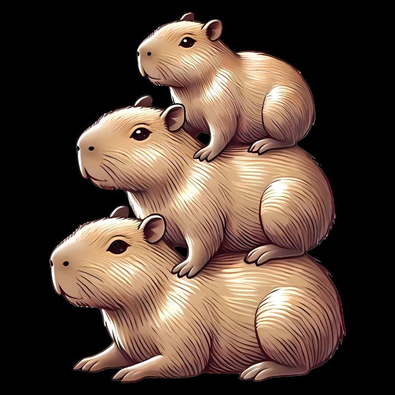 Capybaras empilés mignon conception d’animaux