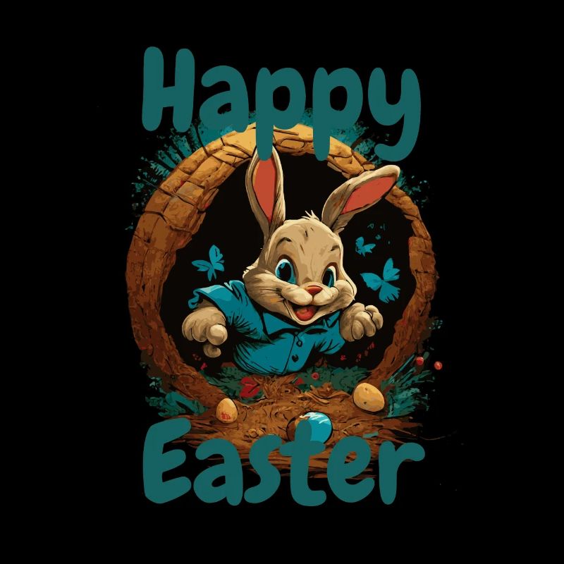 happy Easter Osterhase im Osterkorb Hase Ostern