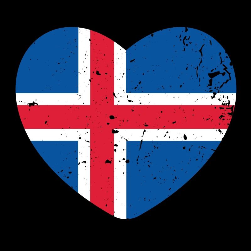 Islande Coeur Drapeau Grunge