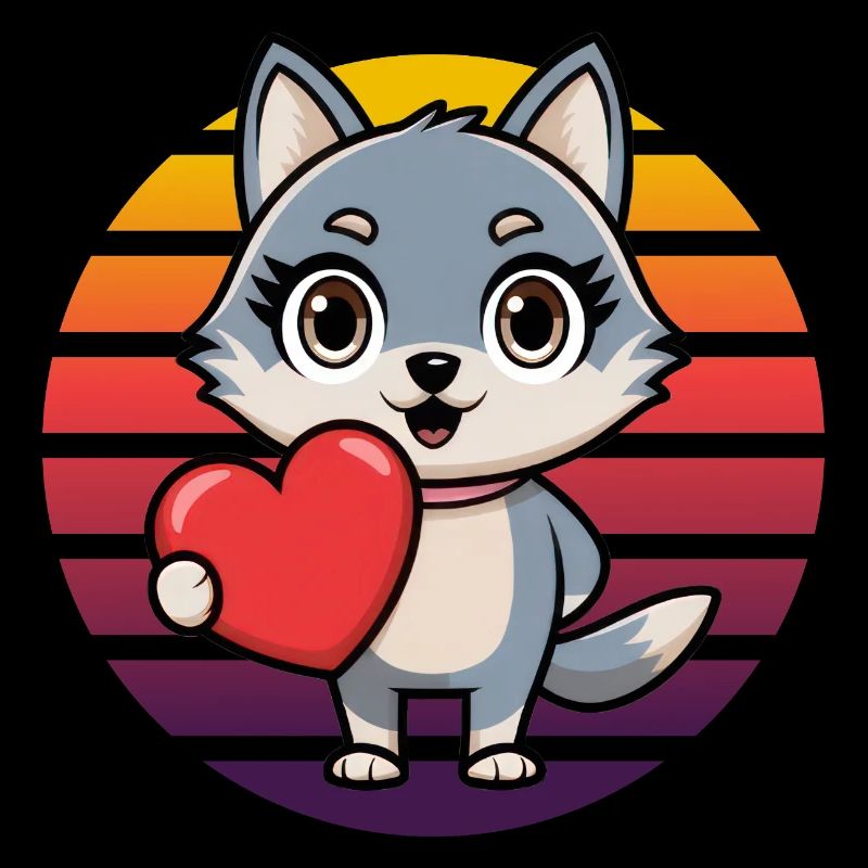 Fuchs mit Herz - Retro Vintage Sunset