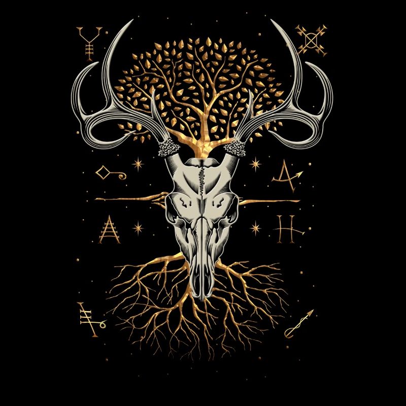 Mystisches Hirsch Geweih mit Lebensbaum und Sigil