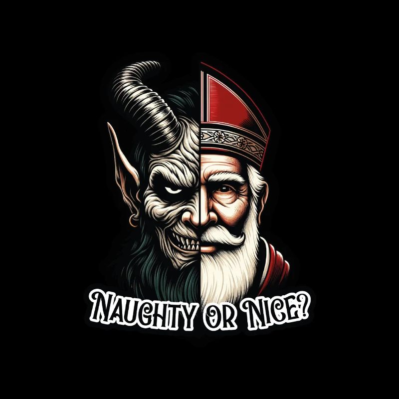 "Frecher oder netter Weihnachtsmann mit zwei Gesichtern VS Krampus