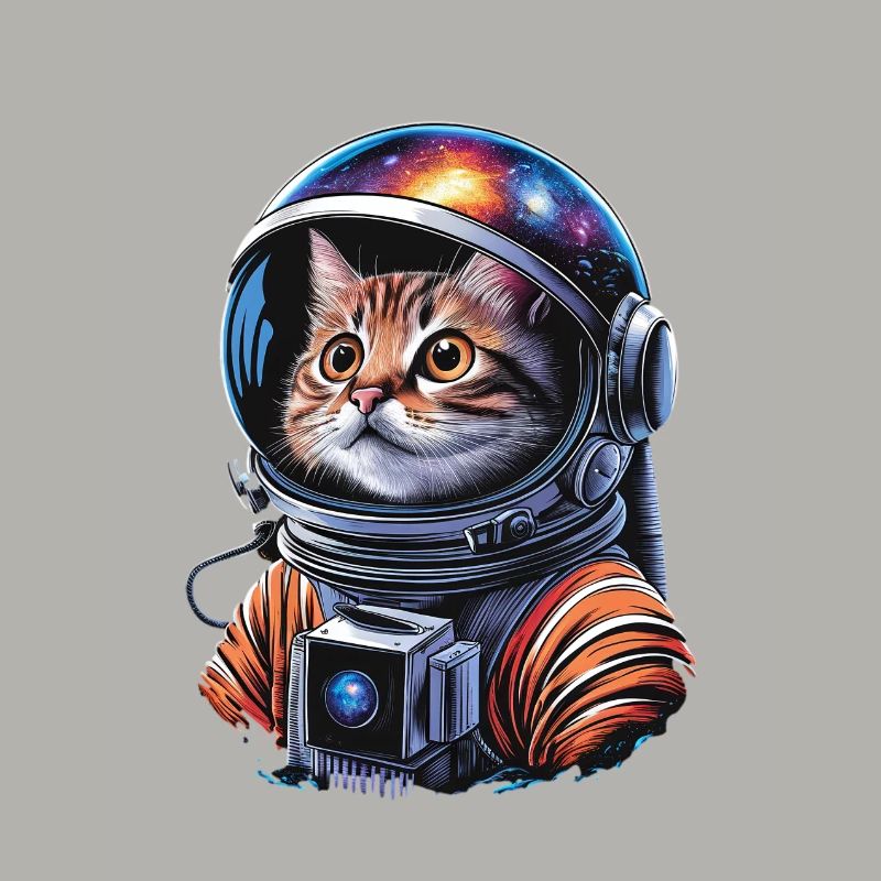 Un astronaute chat galactique explore l’espace