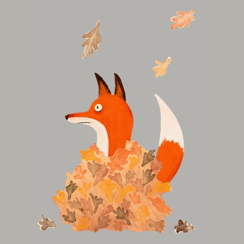 Fuchs mit Blättern