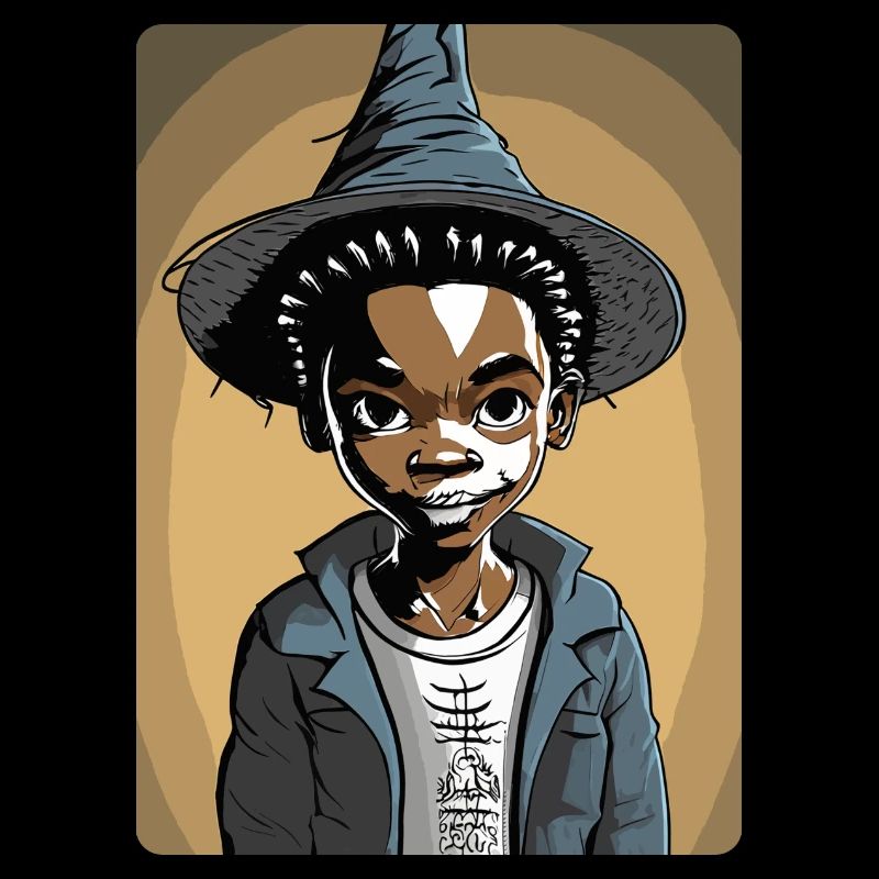 Scary Kid Wearing a Witch Hat