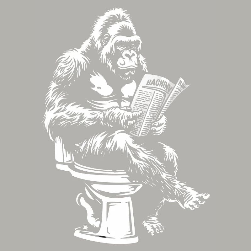 Gorille réfléchi lisant le journal