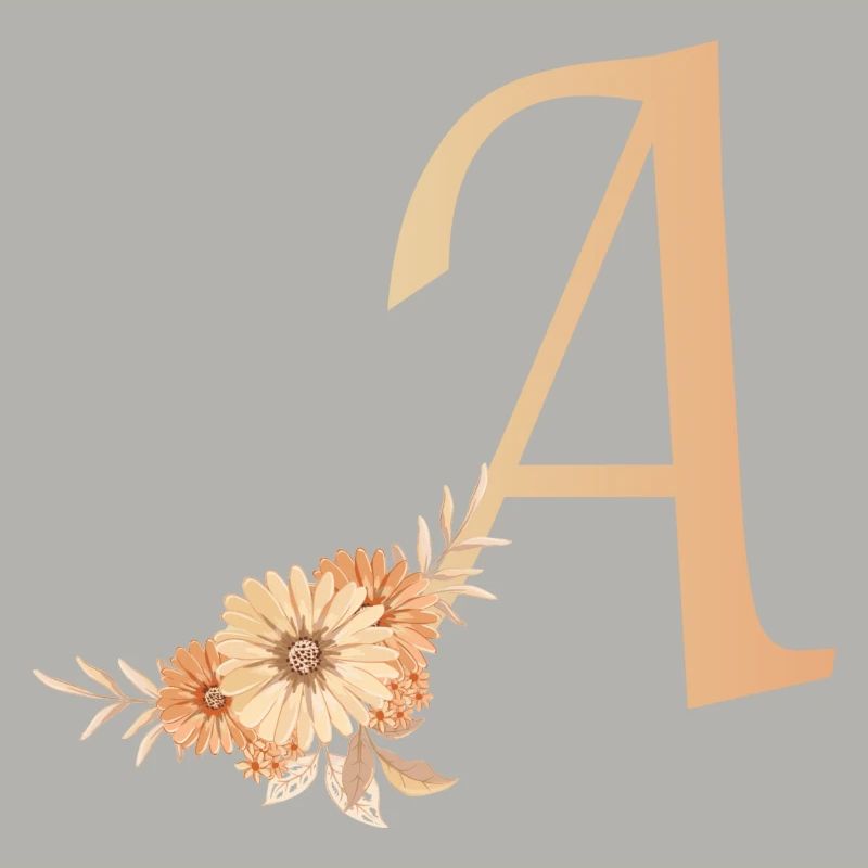 Lettre A avec des fleurs