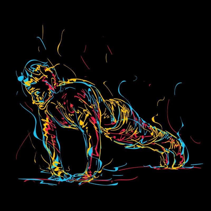 Abstrakter Mann beim Liegestütz
