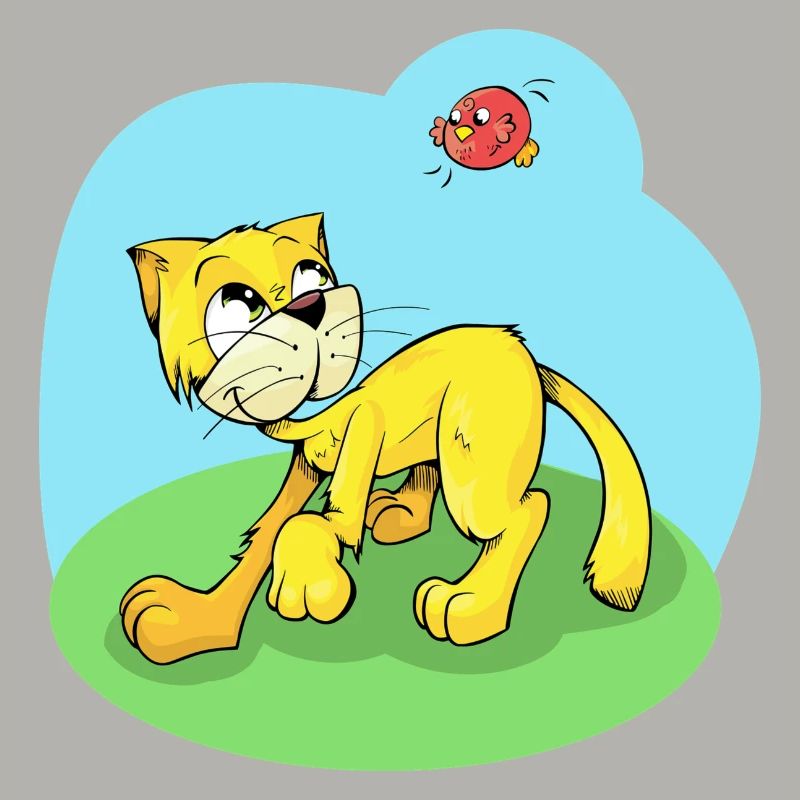 Katze mit Vogel