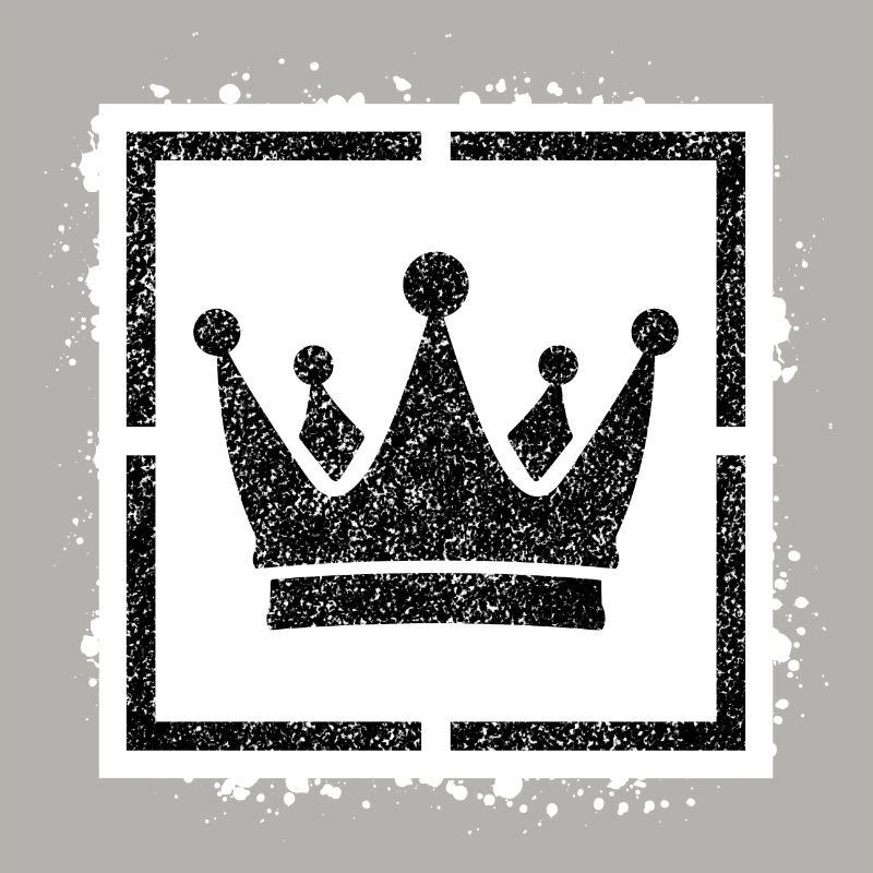 Sponge stencil Crown inside square