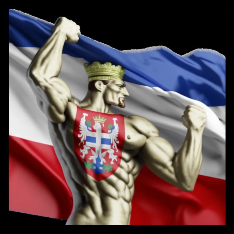 Muscleman tient le drapeau serbe