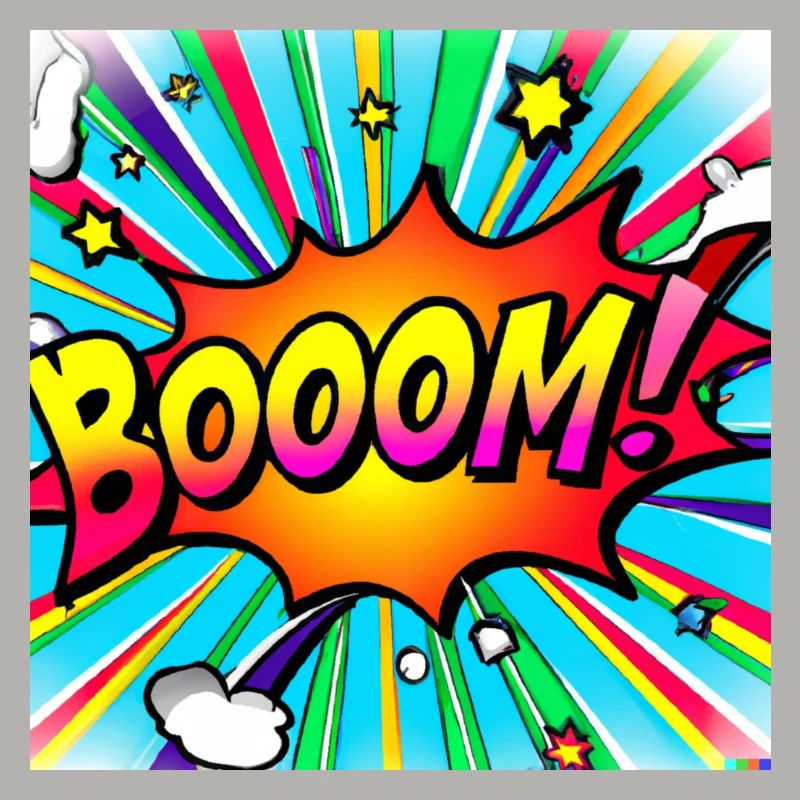 regenbogenstrahl comic style mit kaboom