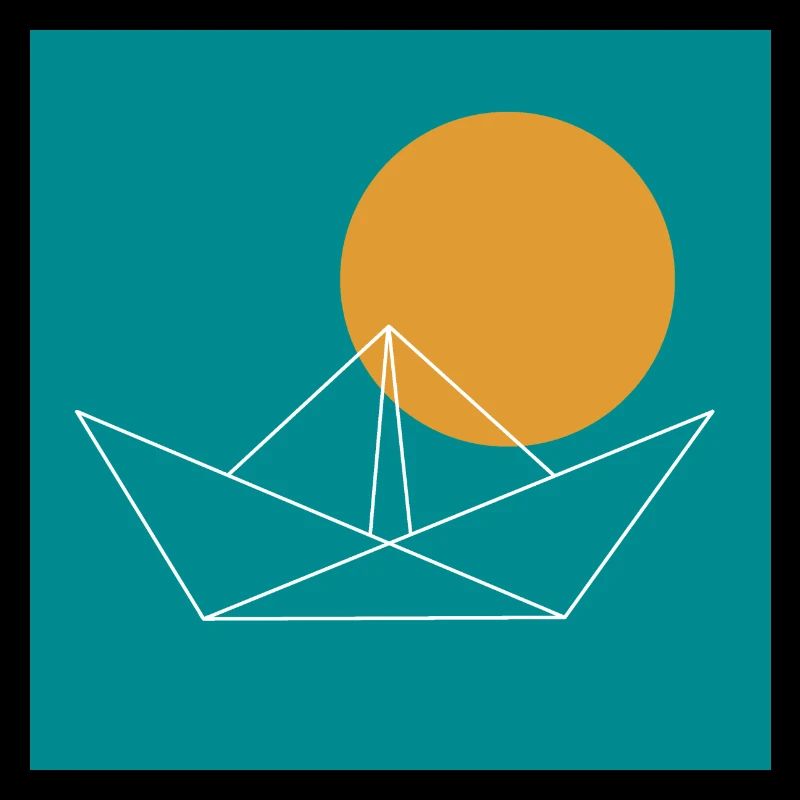 Bateau en papier avec soleil | turquoise