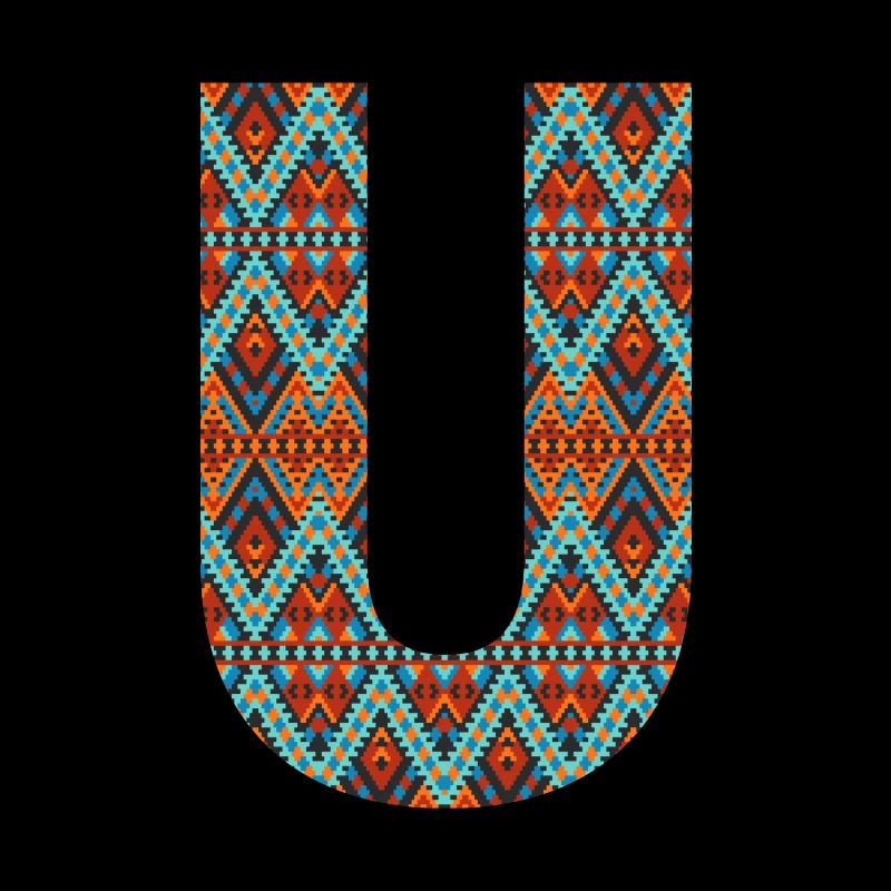 Lettre U- boho design, Monogramme coloré