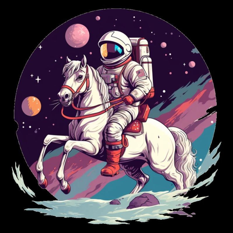 Astronat reitet auf Pferd im All