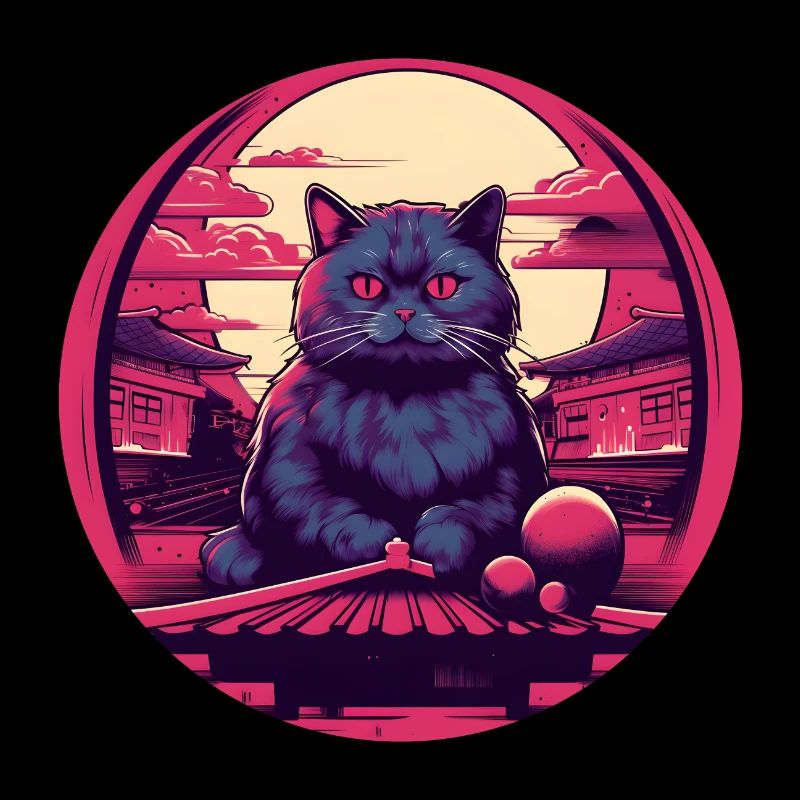 Synthwave japan Cat