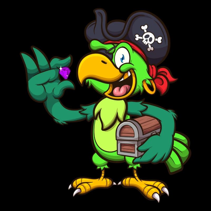 Perroquet pirate avec trésor