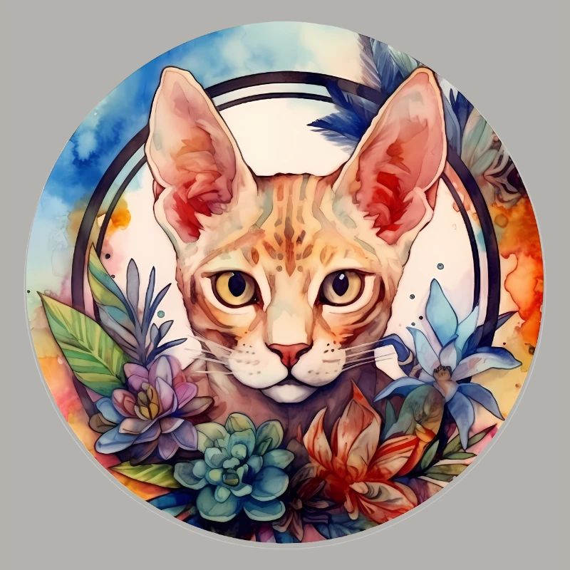 Devon Rex Cat Boho Style, Love Cats