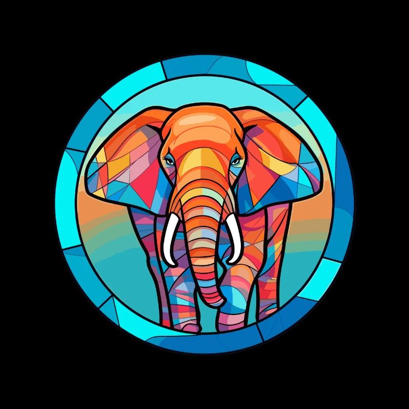 Éléphant vitrail coloré dessin animé Kawaii Ani