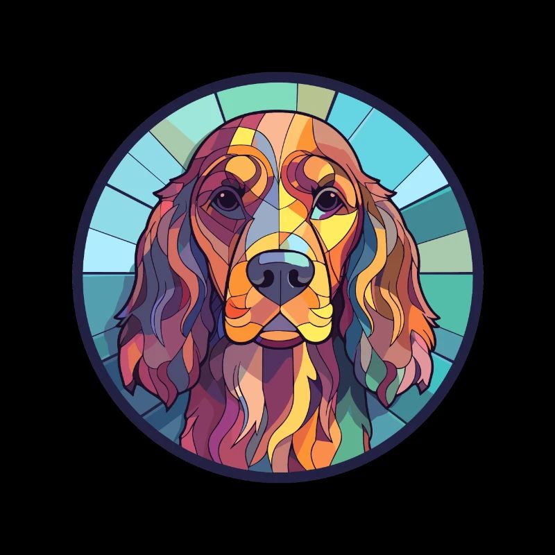 Cocker anglais Spaniel chien vitrail coloré